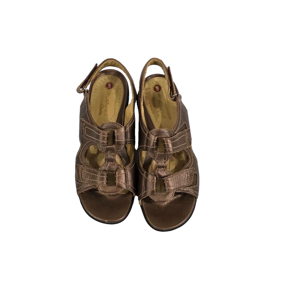 Clarks Unstructured Golden Metallic Sandals sz 7M